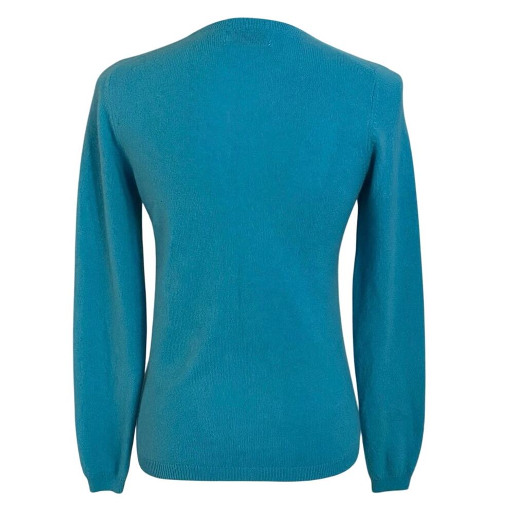 Lochmere Size XS Machine Washable Cashmere Sweater Crewneck Turquoise Teal - Picture 2 of 5